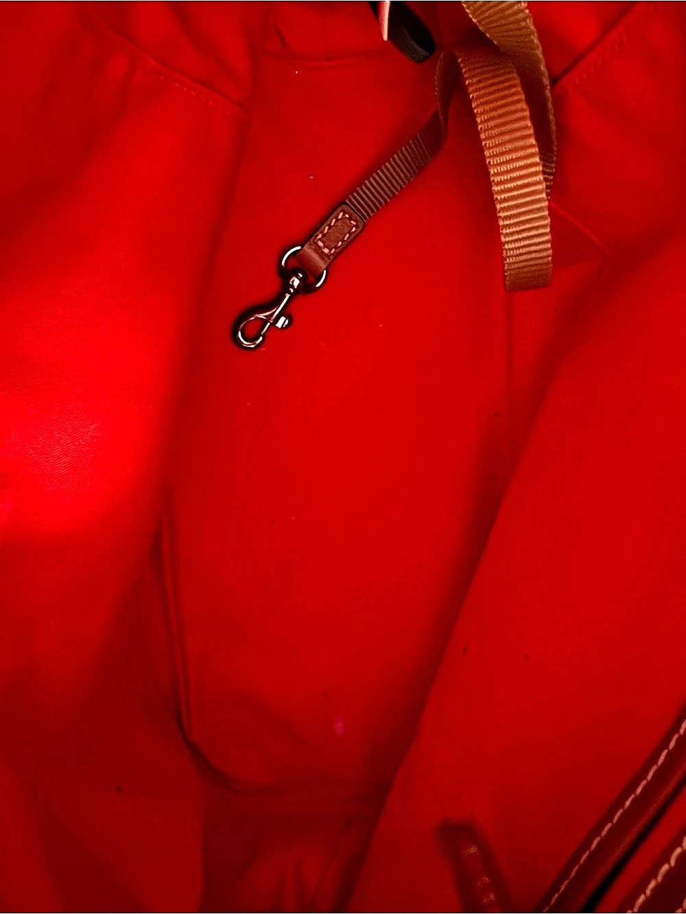 Dooney & Bourke Pebble Grain Zip Zip Satchel Red & Brown Like New - Picture 6 of 12